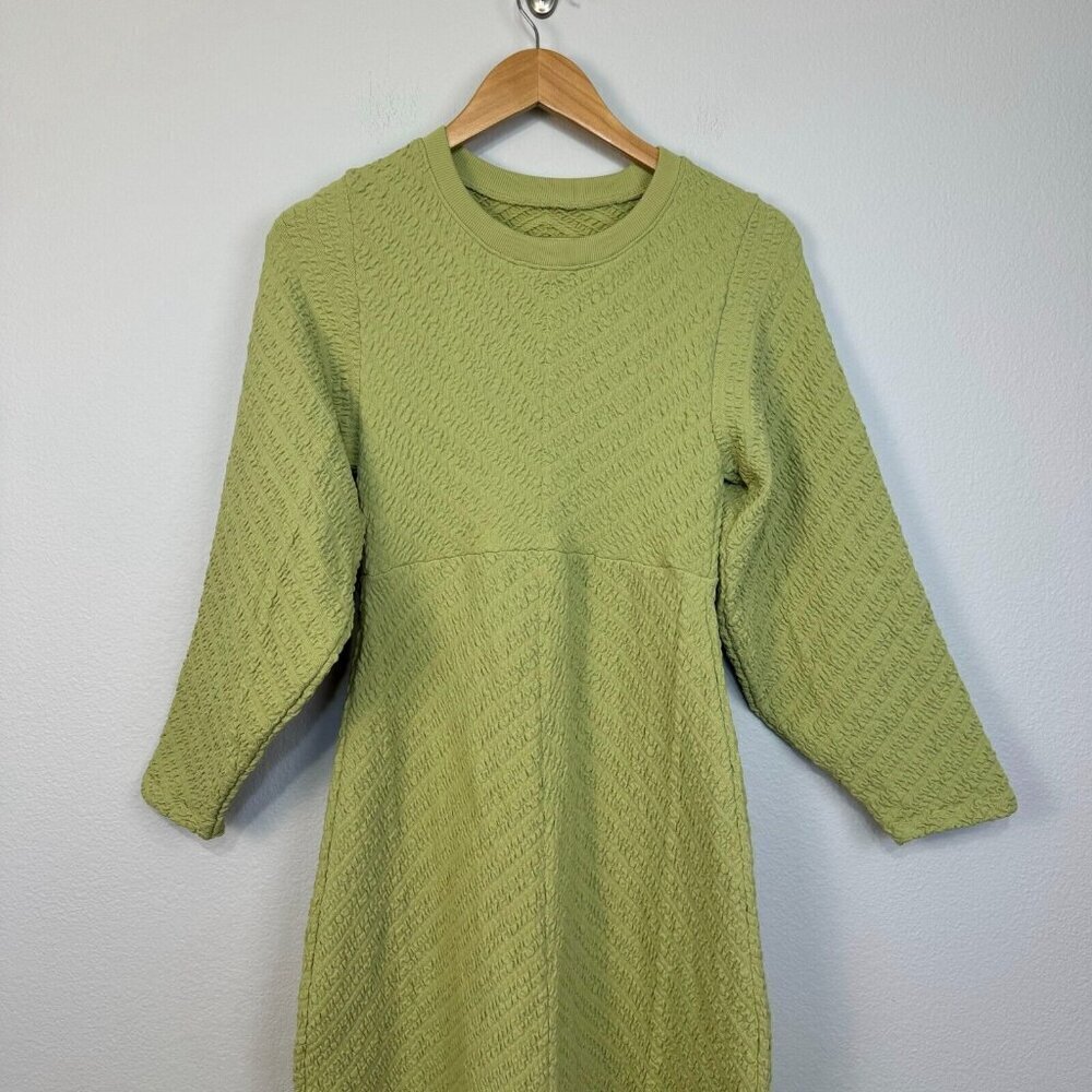 Free People Women's Gabby Seamless Midi Dress Long Sleeve Open Back Green Sz M/L - Picture 3 of 13